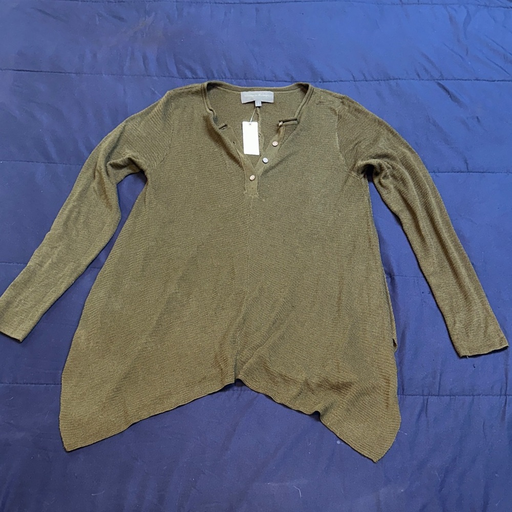 Sunday in Brooklyn Khaki Buttoned Top